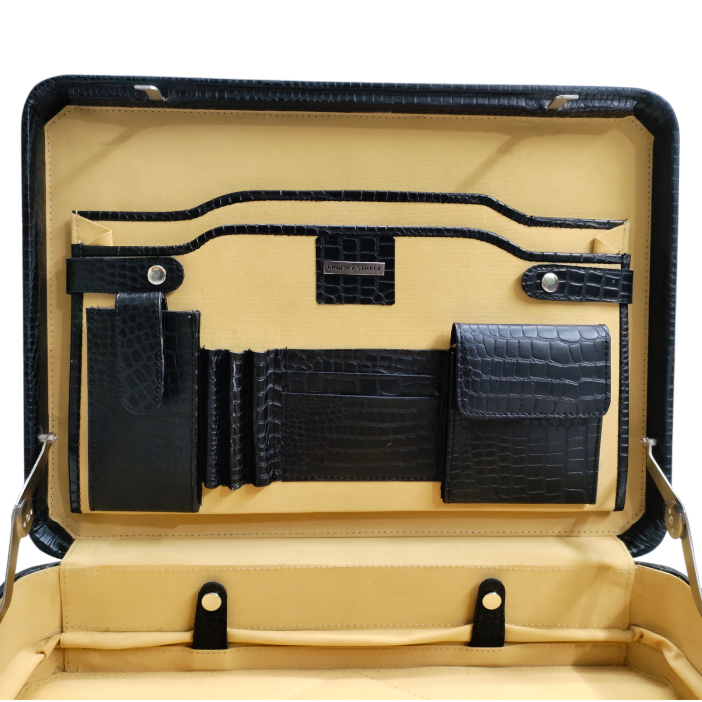 Antitheft Croco Leather Briefcase For Mens Genuine Leather Attache Briefcase Laptop Case Expandable Briefcase Large Doctors Briefcase