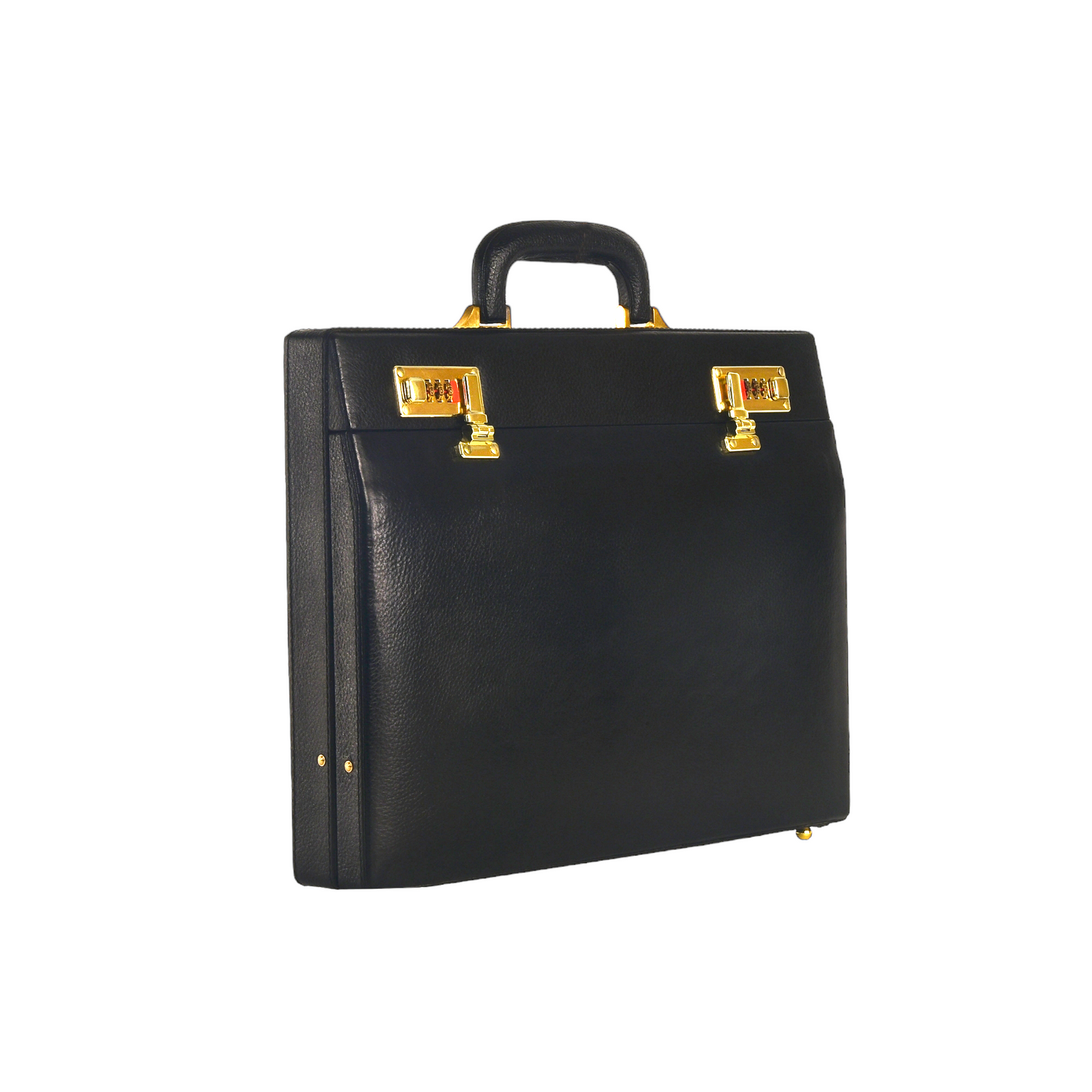 Genuine Leather Attache Briefcase for Men's Leather Executive Handbag 14 inch Laptop Bag MacBook Carry Case Documents Organizer (Black)