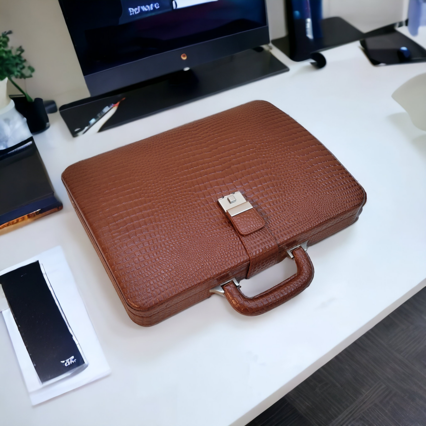 Leather Briefcase, Tan Leather Briefcase, Mens Leather Attache Briefcase, Laptop Bag, MacBook Bag, Leather bag, Gift for Him, Mens Briefcase