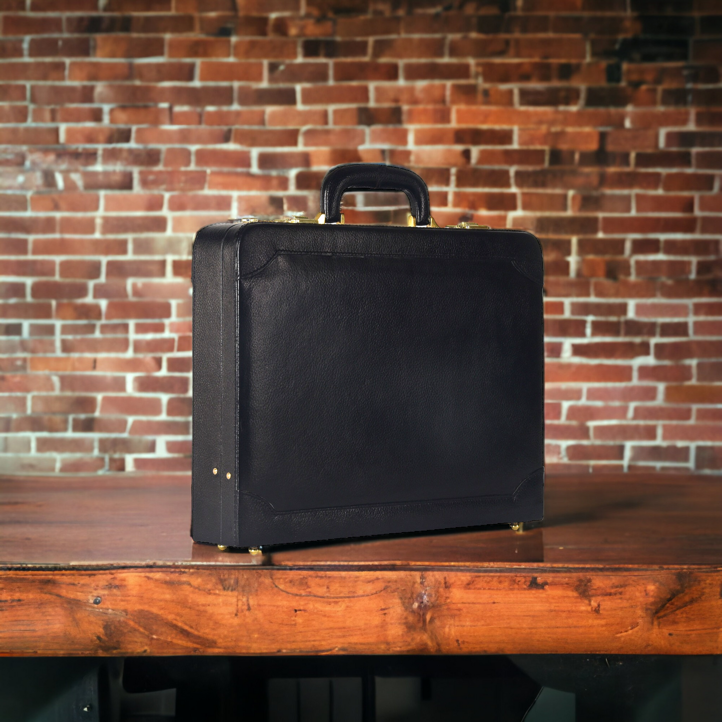 Genuine Leather Attache Briefcase Business Handbag for Men 14 Inches Laptop MacBook Carry Case Doctors Briefcase Office Handbag (Black)