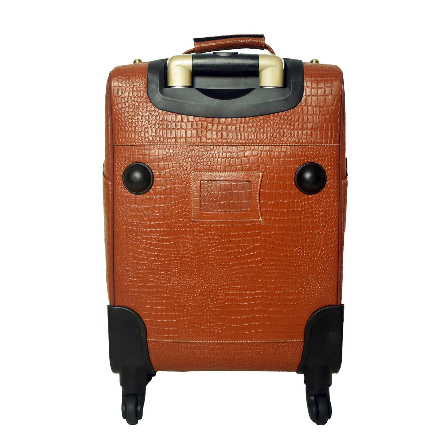 Croco Embossed Leather Trolley Bag Airport Cabin Bag Leather Weekender Leather Luggage with 360 Wheels