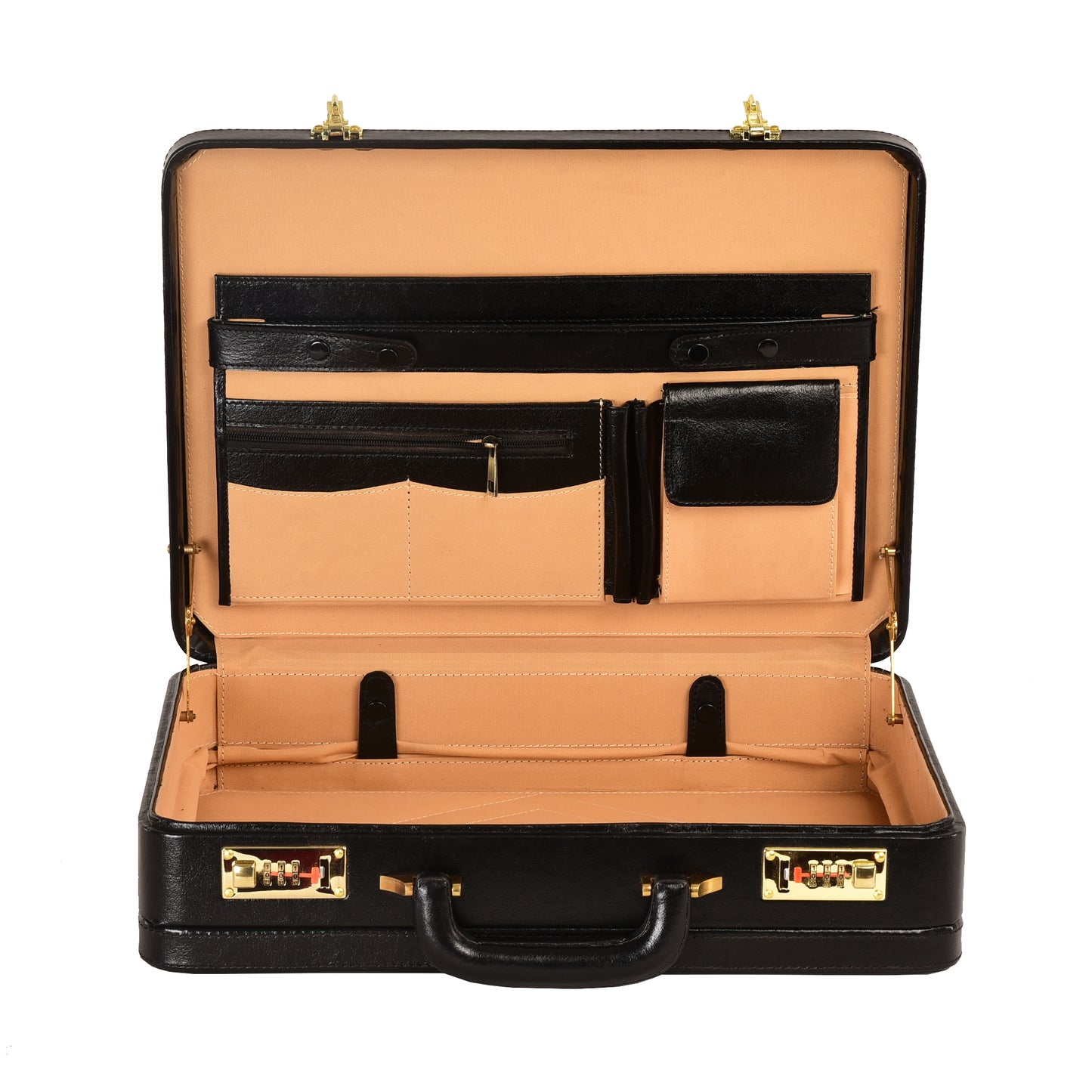 Expandable Leather Briefcase for Mens Leather Attache Handbag for Doctors Business Handbag Black Leather Briefcase Office Briefcase