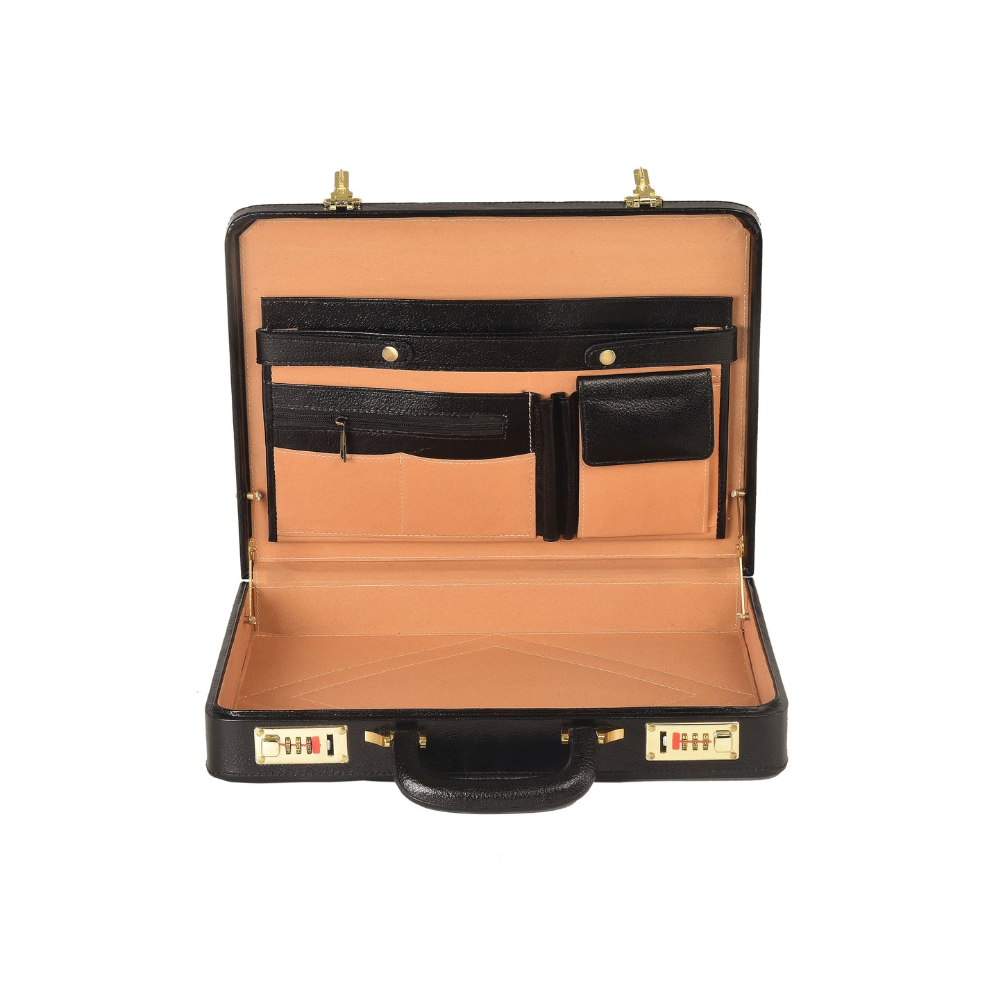 Genuine Leather Attache Briefcase Business Handbag for Men 14 Inches Laptop MacBook Carry Case Doctors Briefcase Office Handbag (Brown)