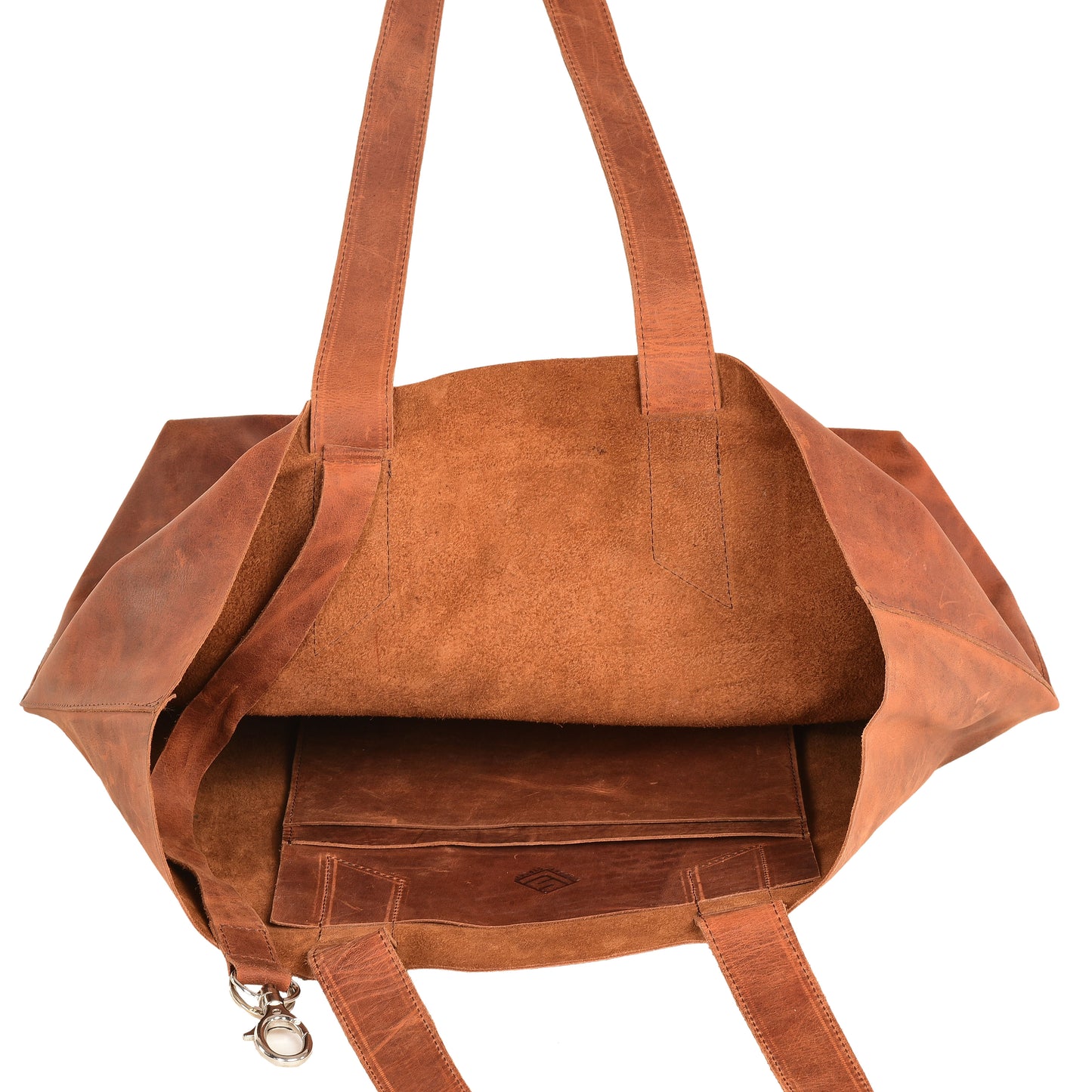 Cognac Brown Distress Leather Tote Bag for Women Raw Edge Shopper Purse Extra Large Leather Shoulder Bag Large Marketing Bag Everyday Tote