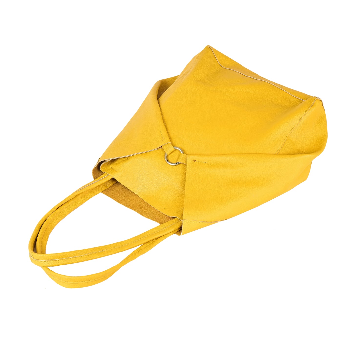 Yellow Oversized Tote Bag Everyday Shopper Bag Large Tote Bag Everyday Handbag for Women Leather Tote Shopper Bag With Pouch