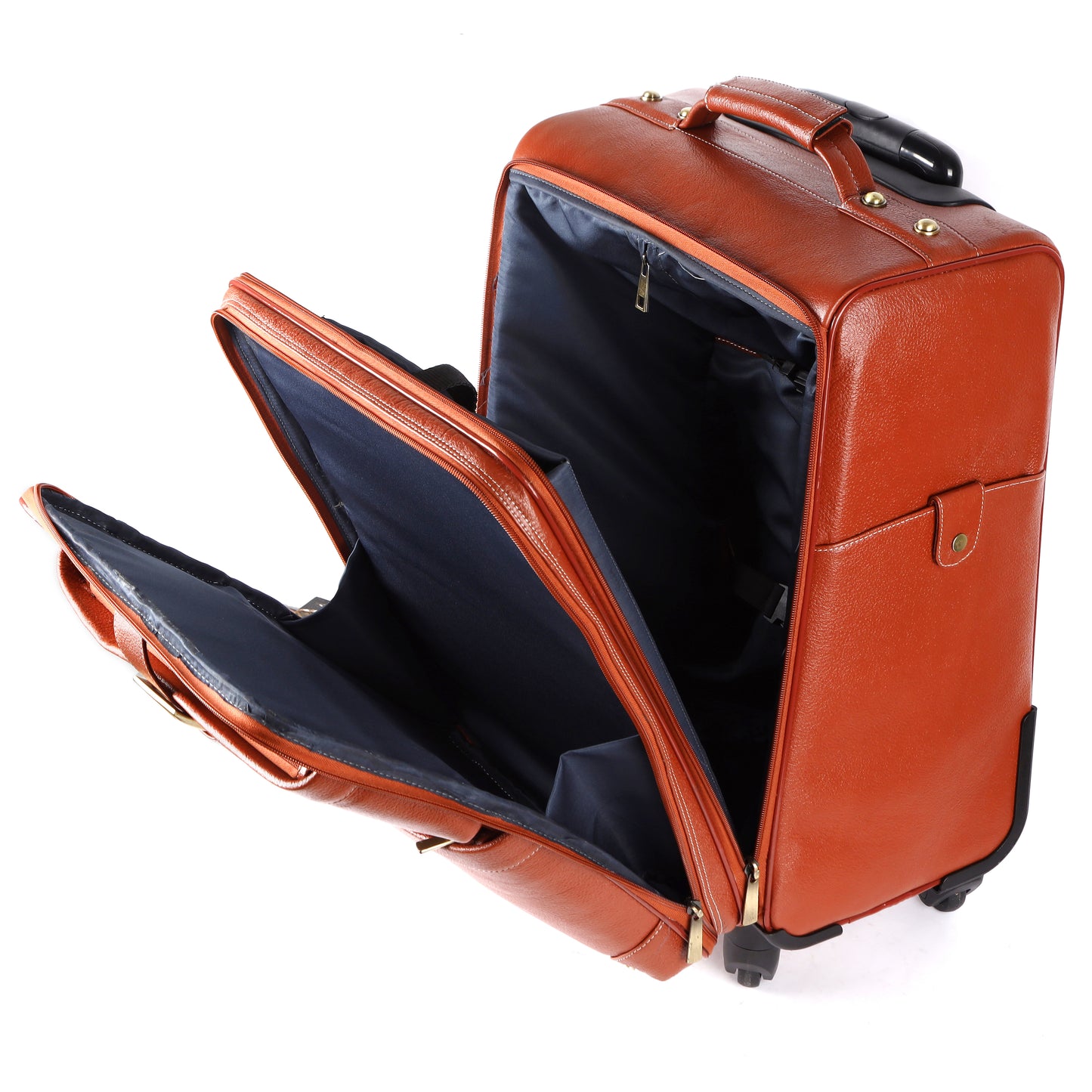 Genuine Leather Trolley Bag Airport Cabin Bag Leather Weekender Leather Luggage with Wheels Gift For Him Tourist Luggage