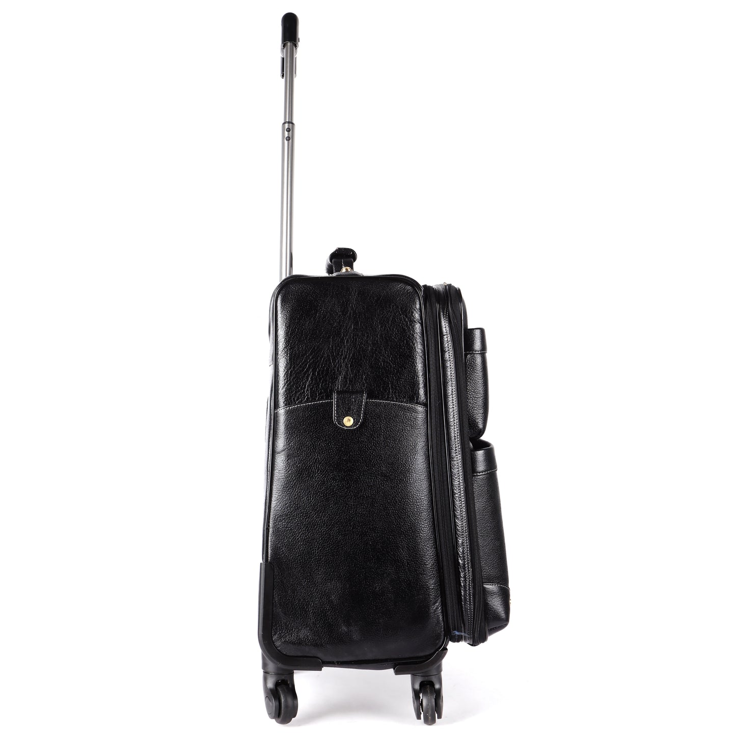 Black Leather Trolley Bag Airport Cabin Bag Leather Weekender Leather Luggage with Wheels Gift For Him