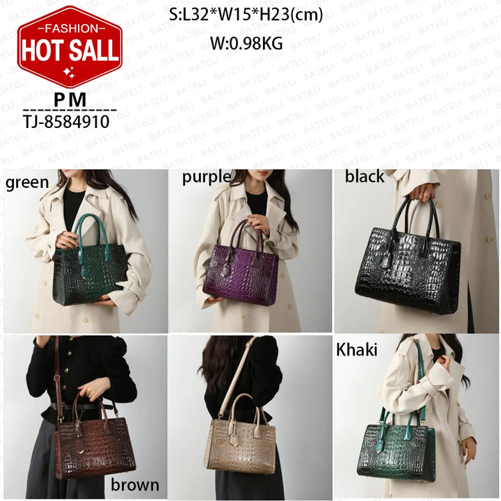 2024 New Women's Large Capacity Tote Bag Elegant Single Shoulder Oblique Straddle Zipper PU Fashionable Handbag Print Chain