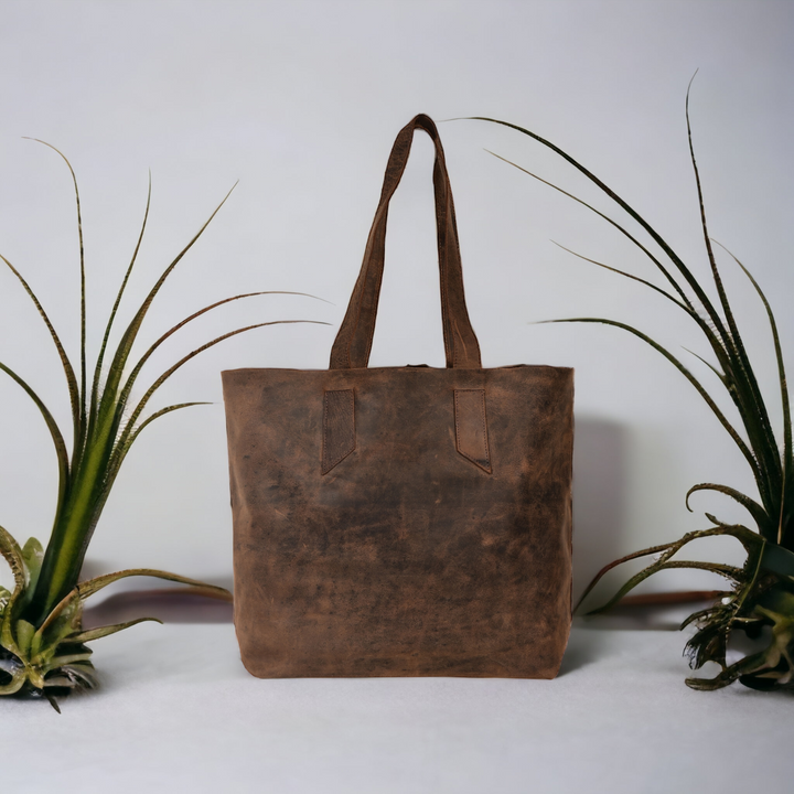 Dark Brown Hunter Leather Tote Bag | Large Tote bag for Women