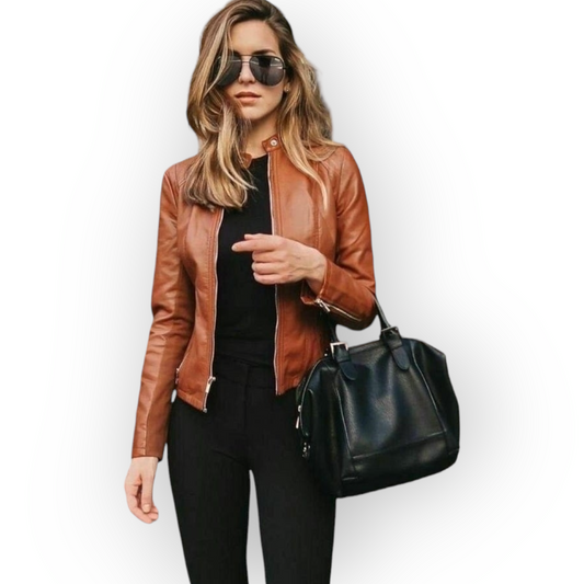 Lambskin Leather Jacket For Women's Biker Jacket Leather Cropped Jacket Leather Coat Slim Fit Leather Jacket | Christmas Gift for Her