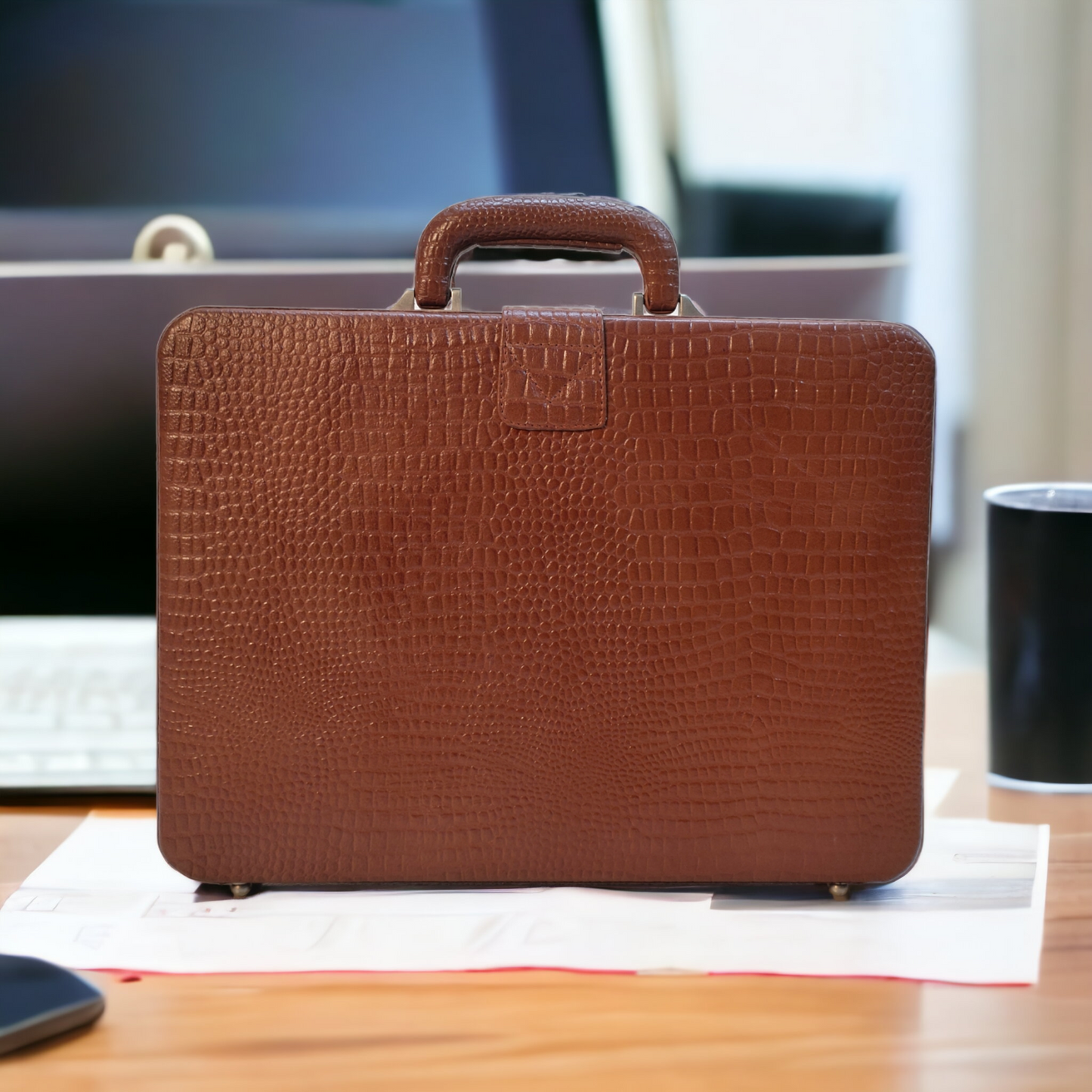 Leather Briefcase, Tan Leather Briefcase, Mens Leather Attache Briefcase, Laptop Bag, MacBook Bag, Leather bag, Gift for Him, Mens Briefcase