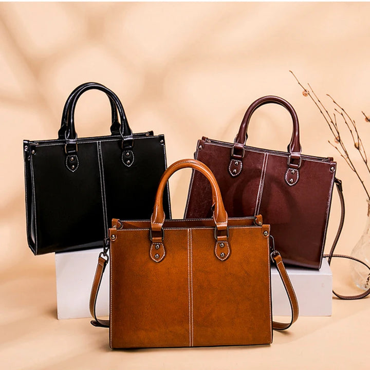Women Handbag Genuine Leather Cross Body Shoulder Bag Top Handle Bags Women's Office Handbag