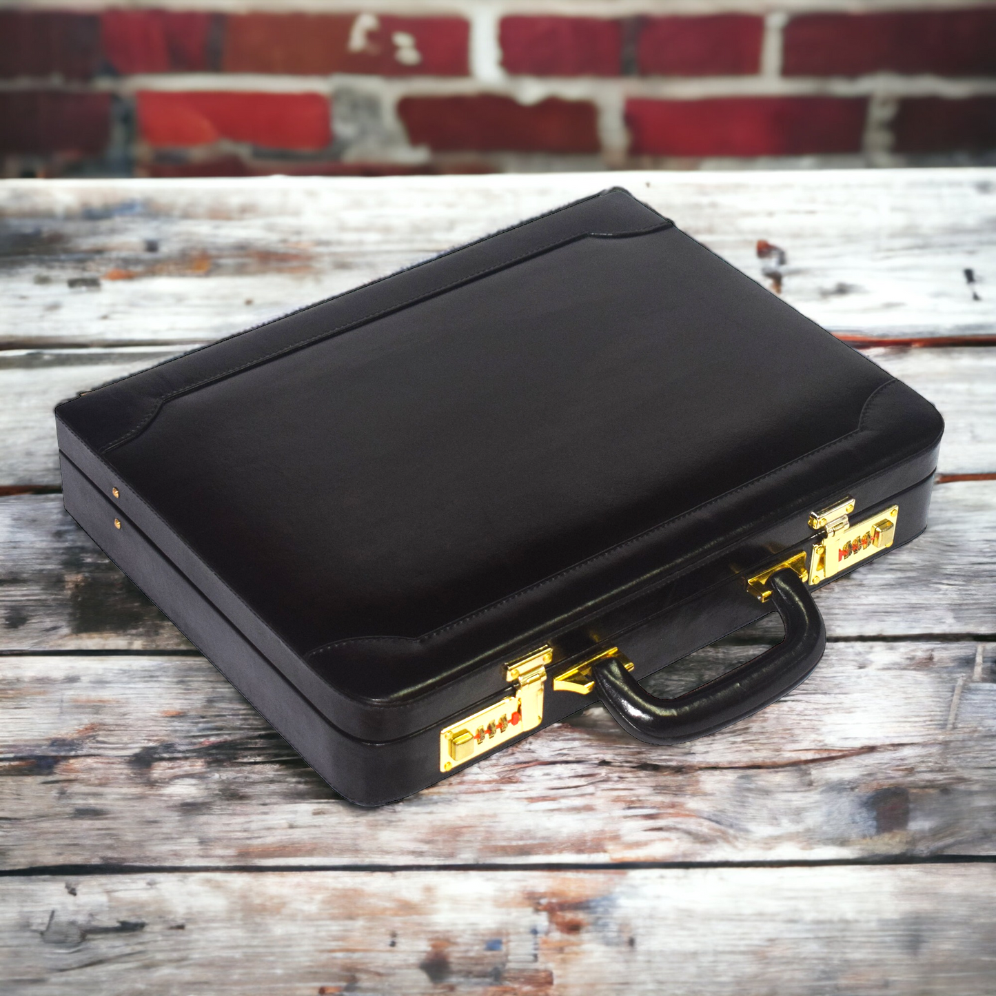 Genuine Leather Attache Briefcase Business Handbag for Men 14 Inches Laptop MacBook Carry Case Doctors Briefcase Office Handbag (Black)