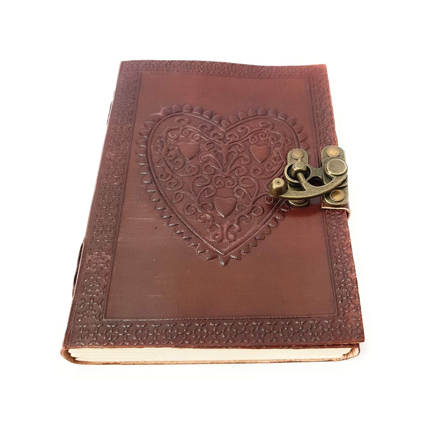 Genuine Leather Journal Heart Design Diary for Travel  C-lock Diary with Unlined Pages Vintage Travel Diary Christmas Gift