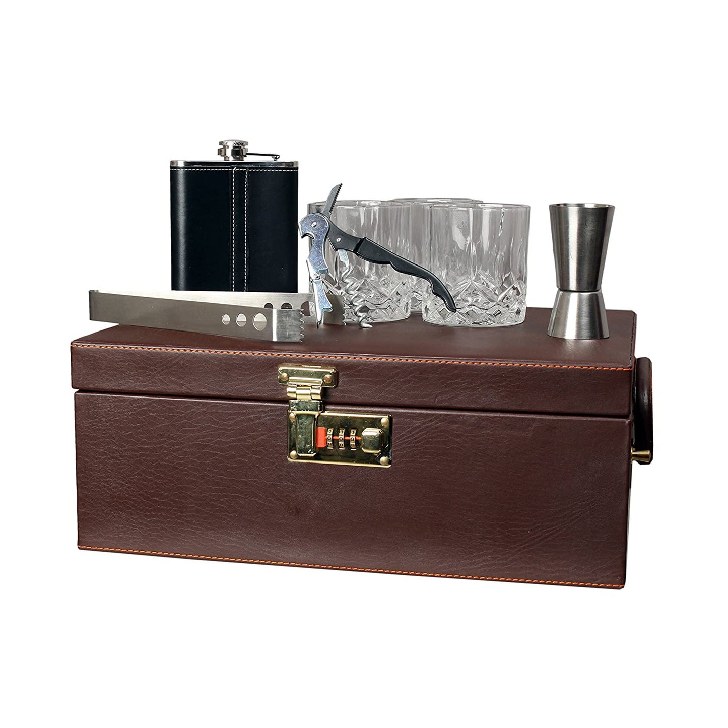 Vegan Leather Elegant Bar Accessories tool | Portable Leatherette Briefcase Bar Set | Bar Set For Travel Bar Set for Picnic Bar Set for Gift
