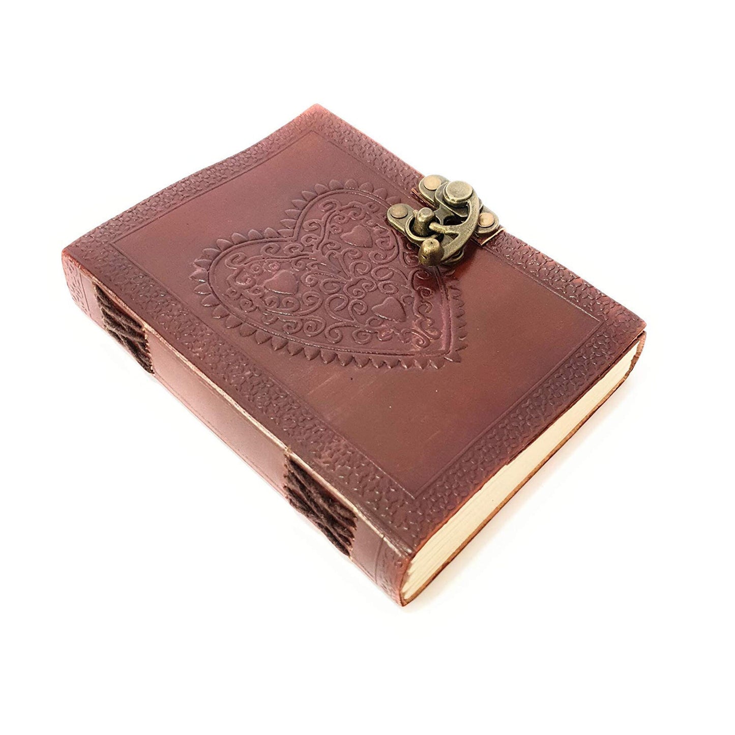 Genuine Leather Journal Heart Design Diary for Travel  C-lock Diary with Unlined Pages Vintage Travel Diary Christmas Gift