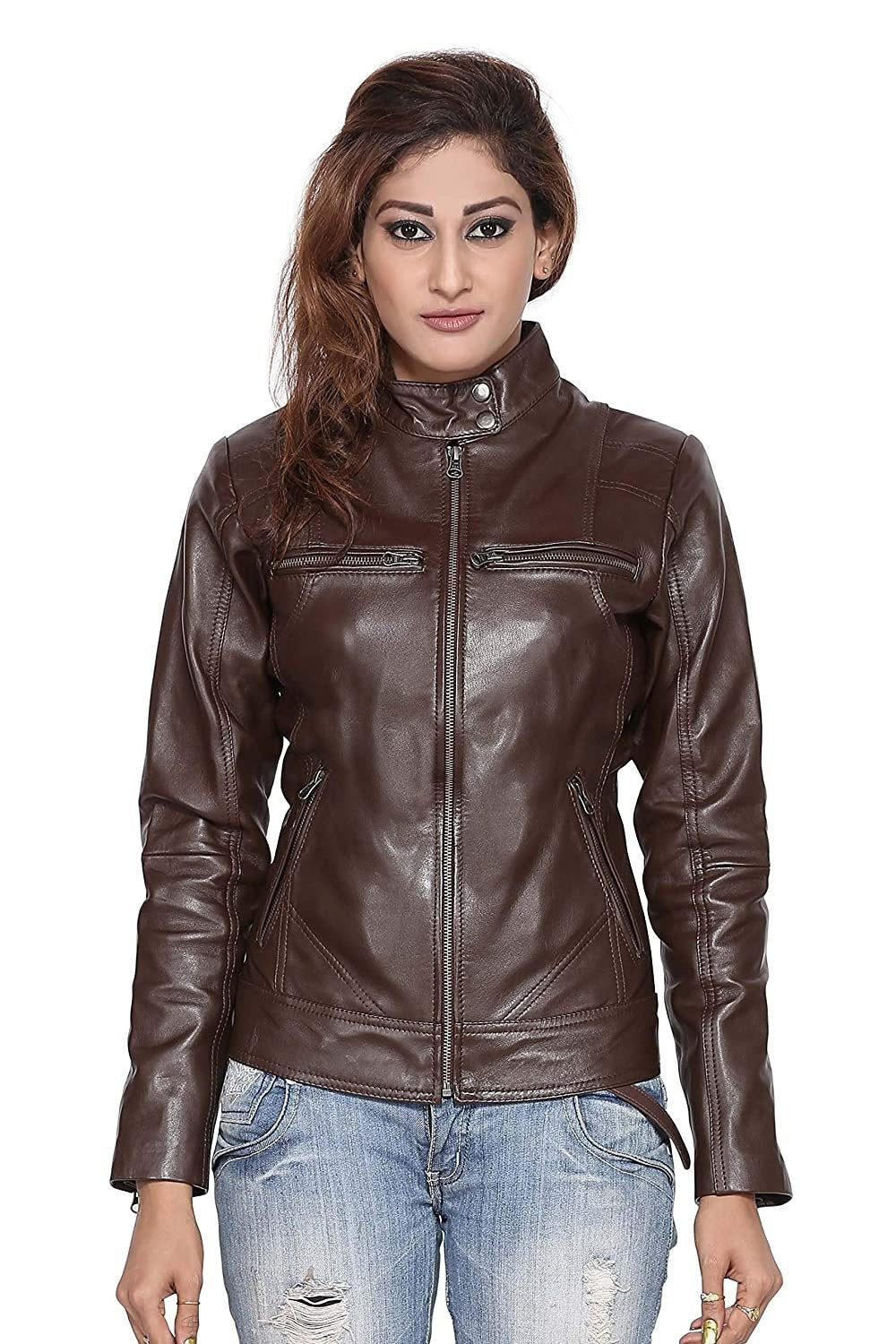 LINDSEY STREET Custom Made Genuine Leather Jacket for Women Stylish Slim Fit Leather Jacket Biker Jacket