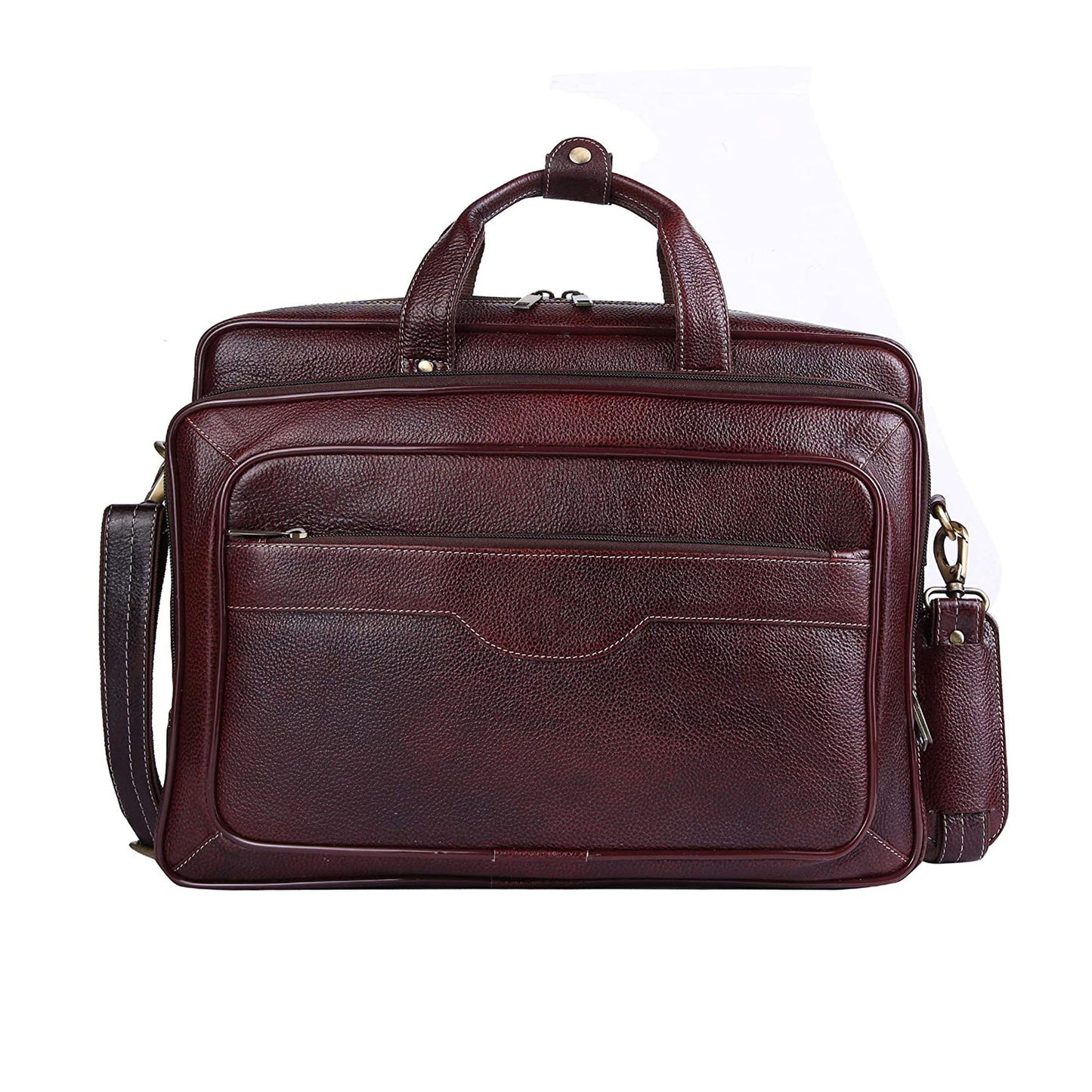LINDSEY STREET Pure Black Leather Laptop Messenger Bag for Men | Expandable Leather Bags | Leather Office Bag for Men | MacBook iPad Handbag