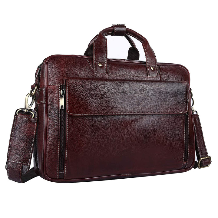 LINDSEY STREET Genuine Leather Laptop Messenger Bag for Men | Expandable Leather Briefcase | Leather Office Bag Men | MacBook iPad Handbag