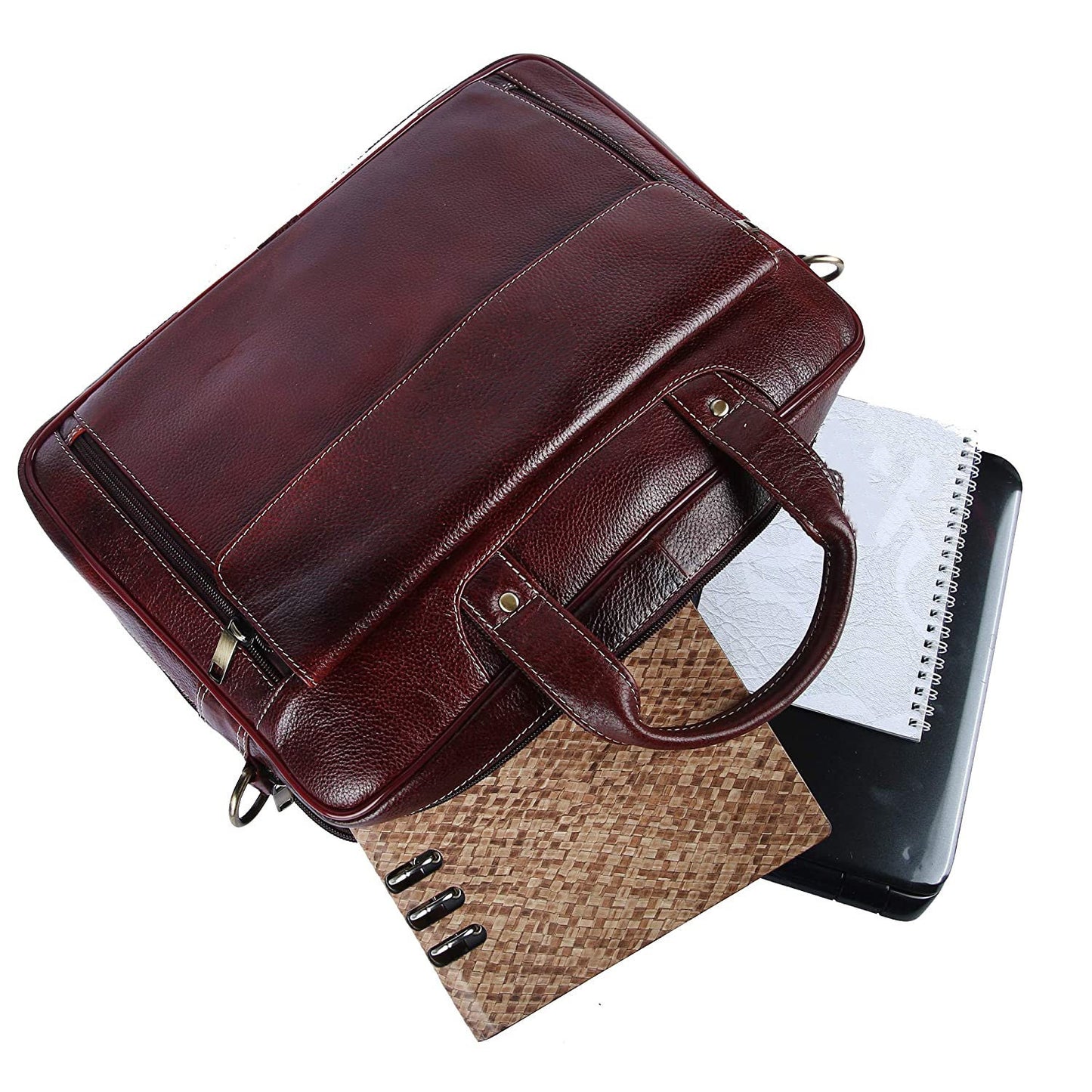 LINDSEY STREET Genuine Leather Laptop Messenger Bag for Men | Expandable Leather Briefcase | Leather Office Bag Men | MacBook iPad Handbag