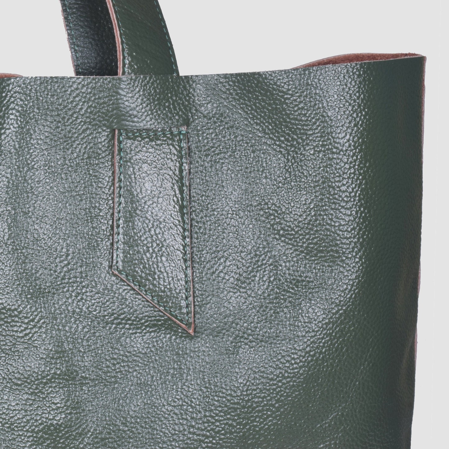 Green Leather Tote Bag Naked Edge Leather Purse Shopper Bag Shoulder Womens Large Market Bag Unlined Leather Tote Travelling Tote bag