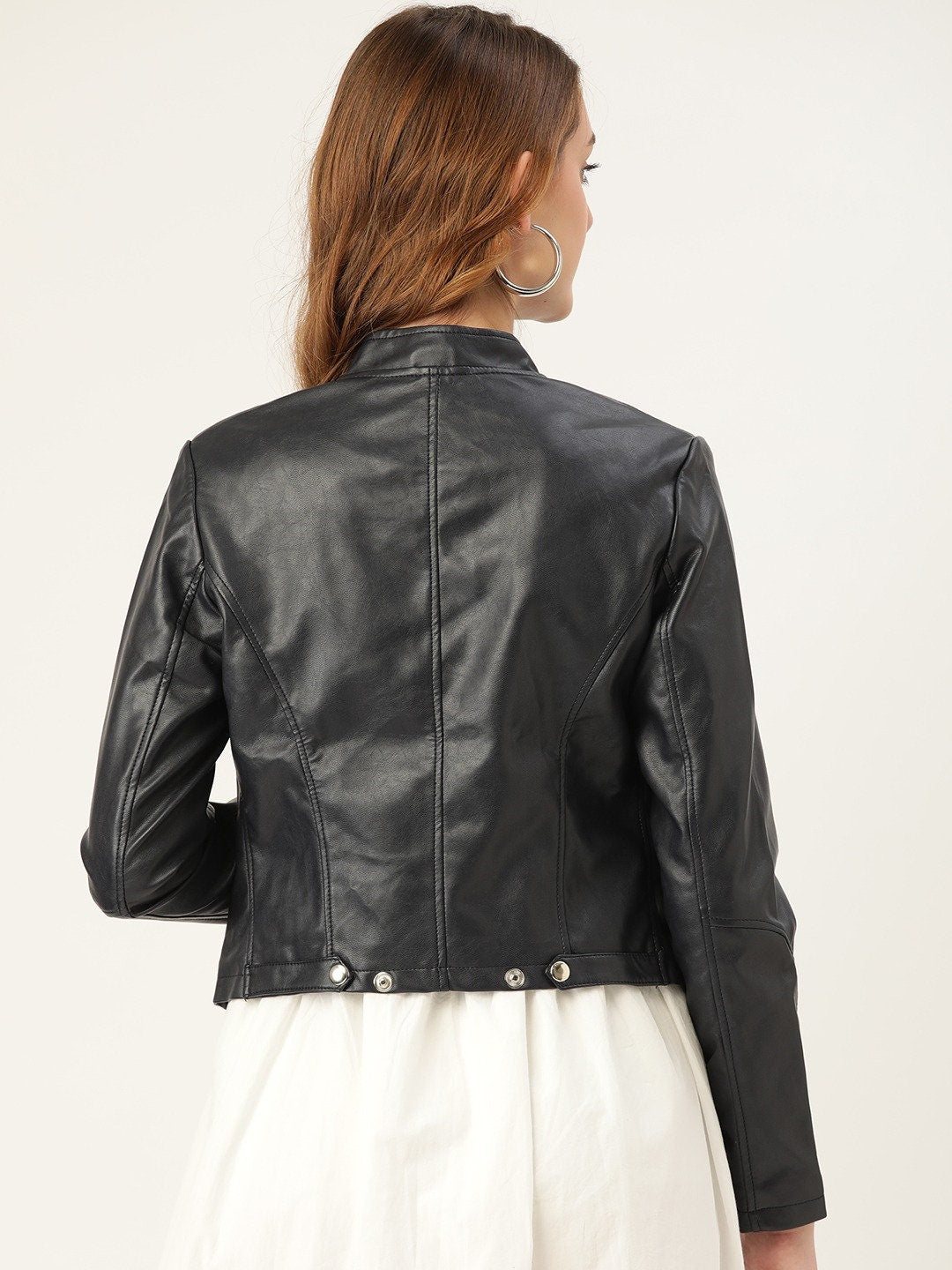 Black Lambskin Leather Biker Jacket Leather Cropped Jacket Leather Coat Slim Fit Leather Jacket | Gift for Her | Christmas Gift for Her