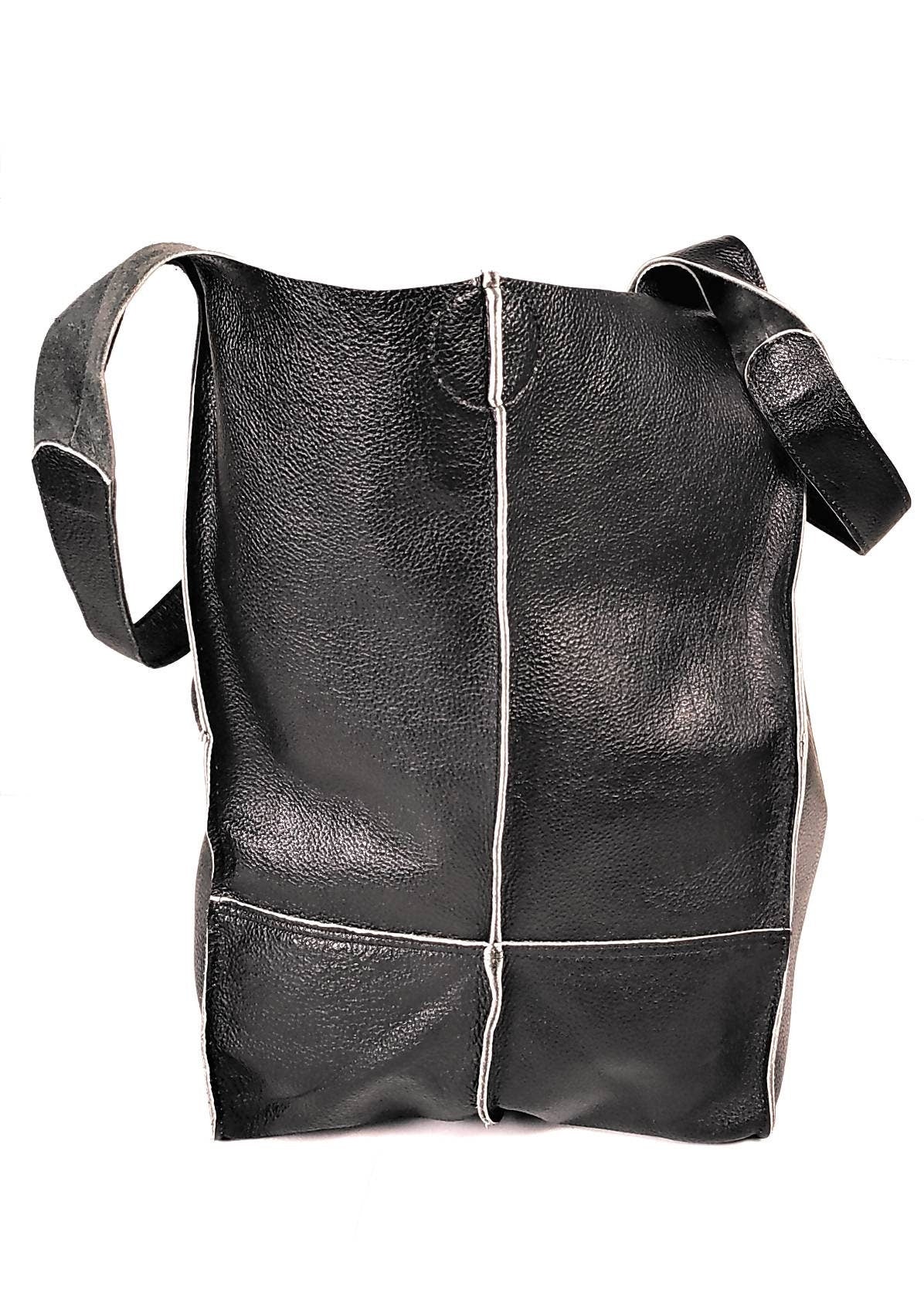 Black Oversize Leather Tote Shopper Bag Large Leather Weekender Bag Shoulder Bag Large Travel Bag Shopping Bag Oversized Tote Everyday Purse