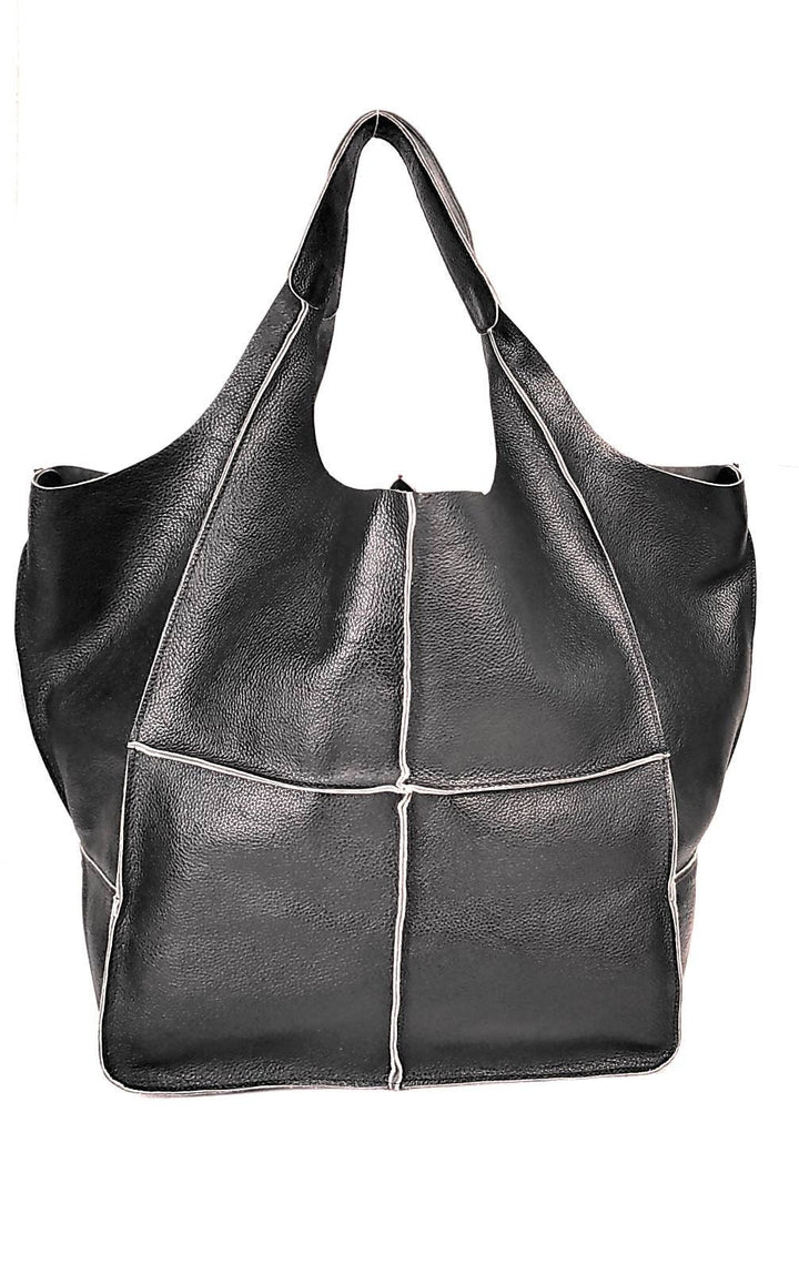 Oversize Leather Tote Bag | Extra Larger Shopper Bag (Black)