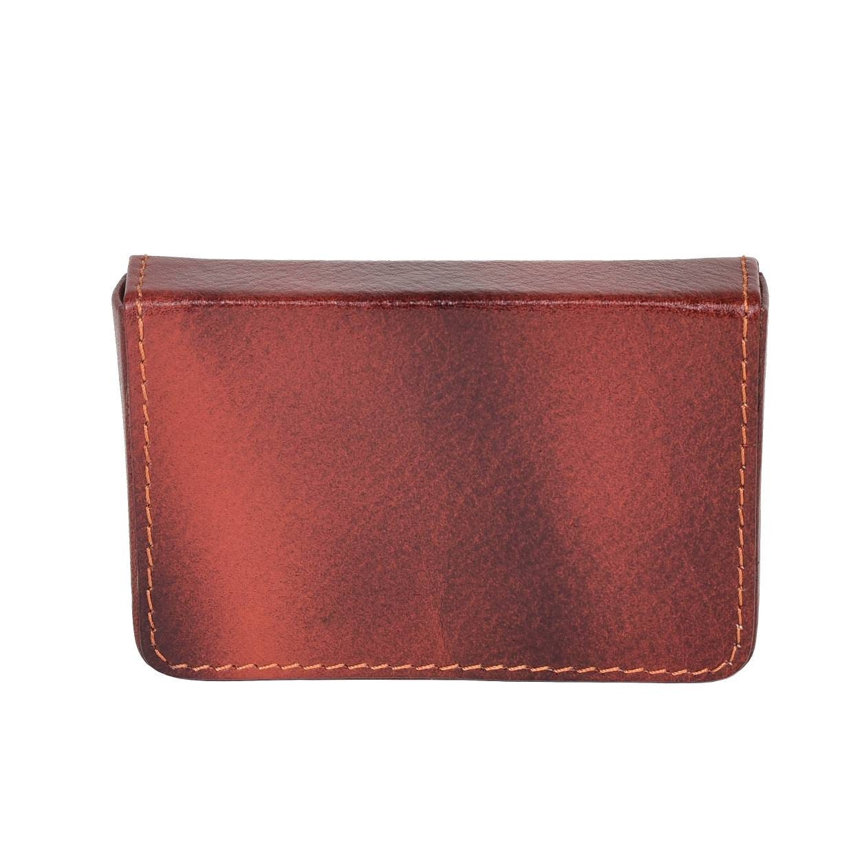 LINDSEY STREET Genuine Leather Credit Card Holder Card Organizer Brown Leather Card Case Business Card Cases