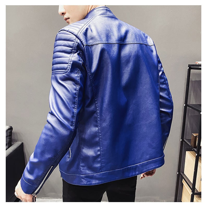 Genuine Leather Jacket for Men Blue Rider Biker Lambskin Motorcycle Jacket Soft Leather Casual Jacket for Mens Biker Jacket